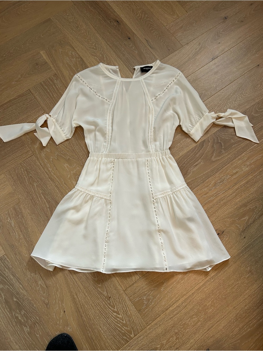 The Kooples Cream Tie-Sleeve Mini Dress